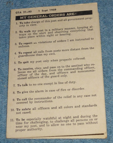 1961 US Army Graphic Training Aid Pamphlet GTA 21-40 General Orders Ranks Grades