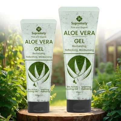 SUPREMELY Aloe Vera Gel Tube for Skin & Hair | Natural and Pure Clear Gel UK Fast Shipping