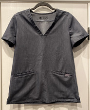 WOMENS FIGS SCRUB TOP SHIRT TECHNICAL COLLECTION CASMA GRAPHITE GRAY XS 3 POCKET