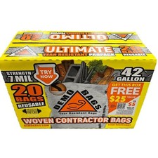 42-Gallon Woven Contractor Trash Bags, Heavy Duty 7 Mil Thickness, 20 Count