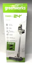 Greenworks 24v White Stick Vacuum w/ (2) 4.0Ah Batteries (USB-C) & Super Charger