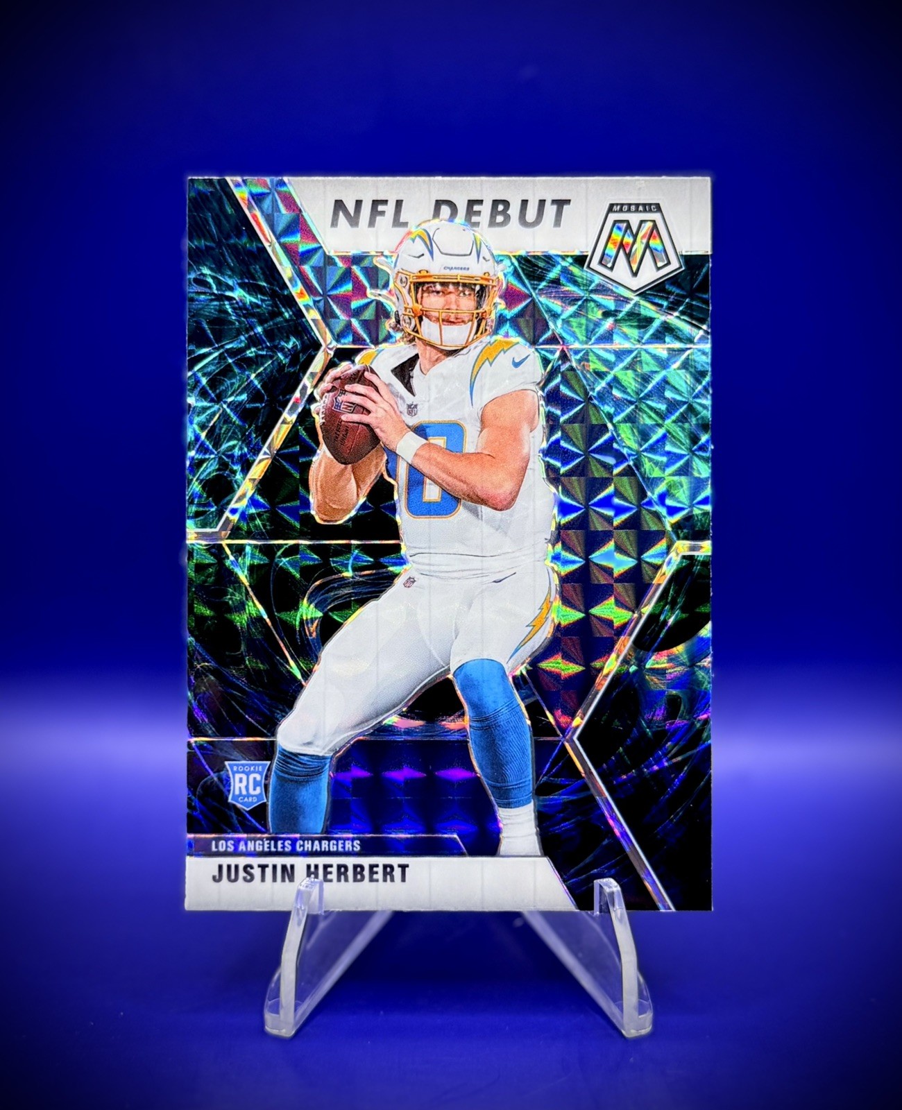 2020 Mosaic JUSTIN HERBERT Chargers #263 Rookie NFL Debut SSP Genesis Case Hit