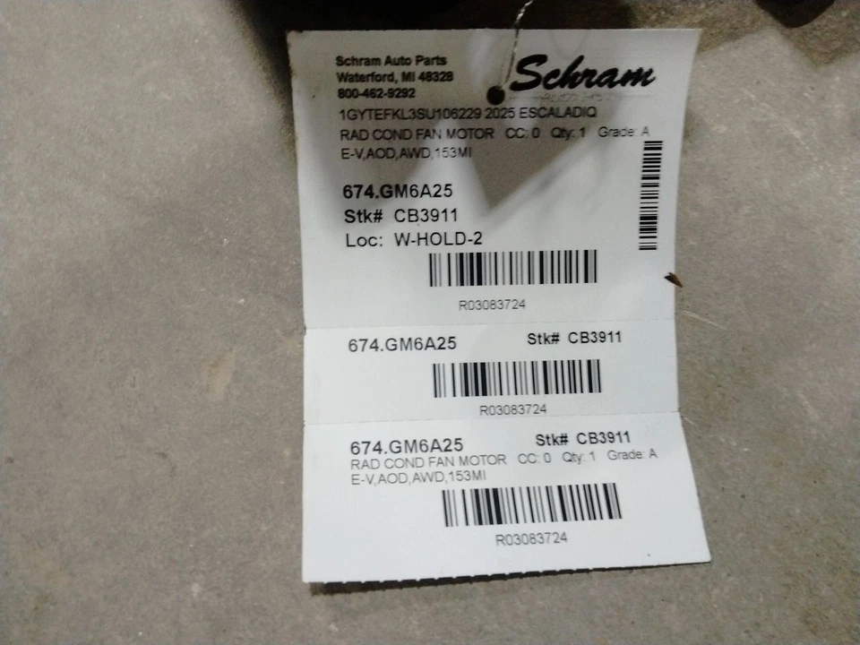 2025 Cadillac Escalade iQ Radiator Fan Motor 3083724 - Image 4 of 4