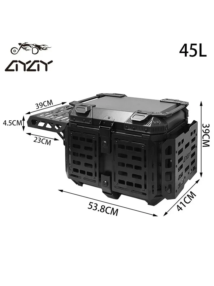 45L Motorrad Tail Box Universal Aluminium Kofferraum mit Bracket Grundplatte NEU - Bild 4 von 4