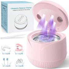 Dental Ultrasonic Retainer Cleaner Machine - Dental Cleaning Pod for Denture,...