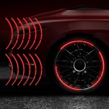 12PCS Reflective Car Wheel Stickers, Night Safety Warning Bicycle Stickers, Red