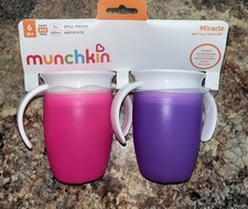Munchkin Miracle 360 Trainer Cups With Handles 7oz Brand New Pink Purple