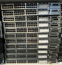 Lot of 11 Cisco WS-C3750X-48PF-S w/ C3KX-NM-1G & (2) C3KX-PWR-1100WAC