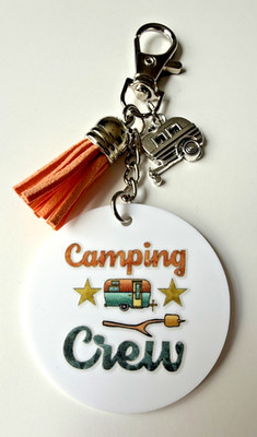 Handmade ''Camping Crew'' Keychain-Camping Charm-Travel Lover Gift-Adventure Gift