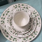 Porcelain Holly Christmas Dinnerware Set White/Green/Red Round 8" Plates — photo 3