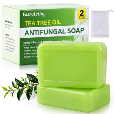 Natural Tea Tree Oil Antifungal Soap Bar - Soothing Body Wash for Jock Itch, Ath