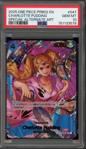 One Piece CCG Charlotte Pudding PRB02 Special Alternate Art OP06-047 PSA 10