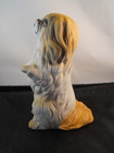 VINTAGE ALDON WHITE BROWN & BLACK PORCELAIN PEKINGESE DOG FIGURINE ON HIND LEGS — photo 3