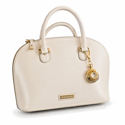 Joy Mangano IMAN Ivory Satchel Bag Gold Charm Watch Organizer Dome NWT