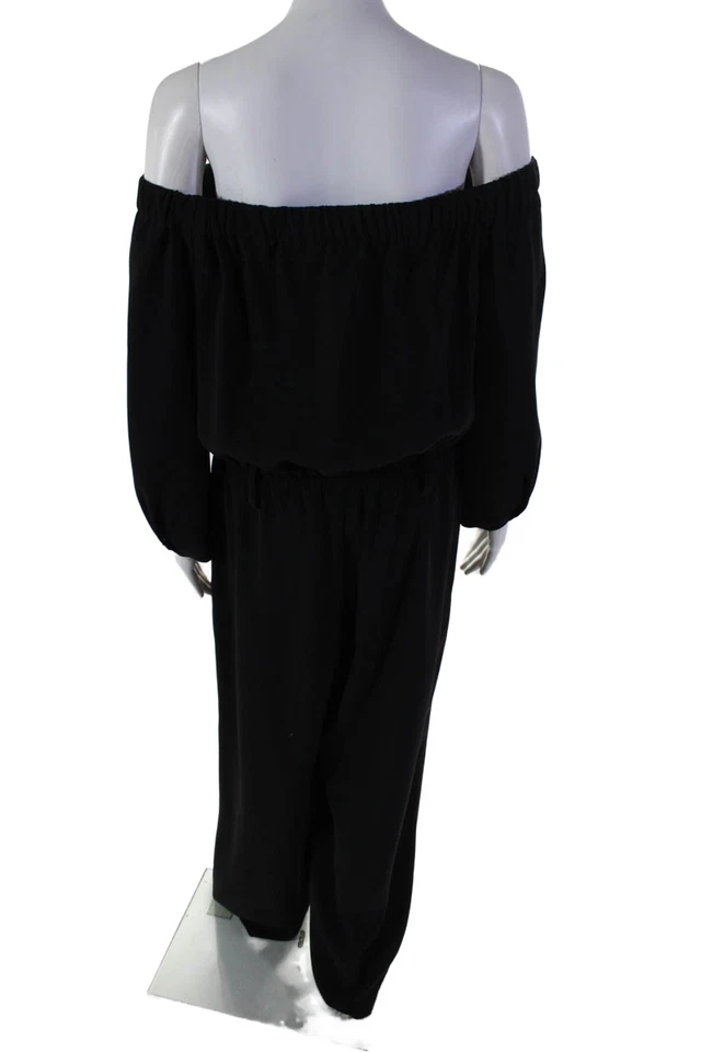 Mono negro de pierna recta manga larga abotonada Vince Camuto para mujer 8 Foto 3 de 4