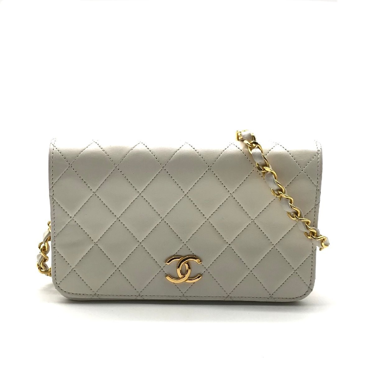 Good Condition CHANEL Coco Mark Matelass Chain Shoulder Bag Lambskin Push Lock W