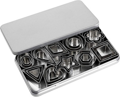 Mini Cookie Cutter Set, 30 Tiny Stainless Steel Cookie Stamps of Rectangle Squar