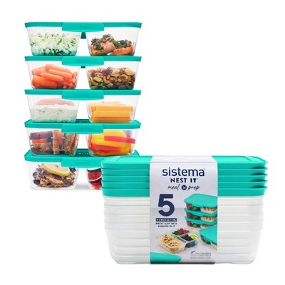 Sistema NEST IT Meal Prep Behälter | 1,9 l | luftdichte Lebensmittel 5 x L, weiß 