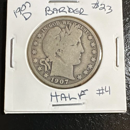 1907 Denver Barber Half Dollar Silver 50C Business Strike US Coin