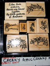 STAMPIN UP ALL SEASON WREATH 8 RUBBER STAMPS BRANCH HOLLY GRAPES LEAVES