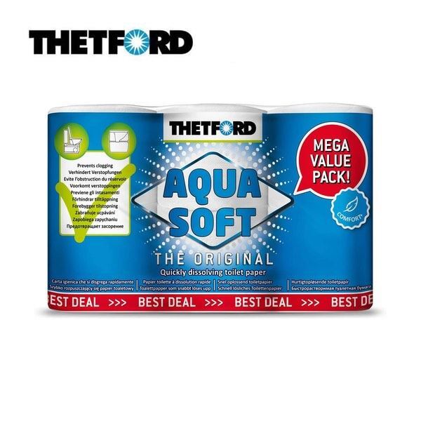 Thetford Aqua Soft Toilet Paper - 6 Pack - Camping Caravan Boat Portable Toilets