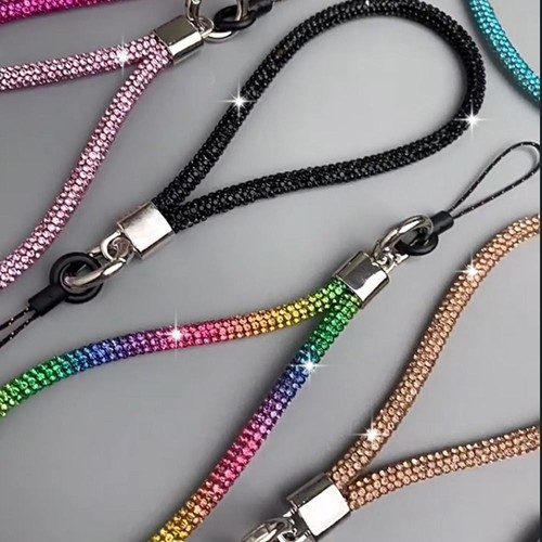 Bright Rhinestone Phone Lanyard Bling Bling Hanging Cord Phone Accessories - Photo 3 sur 14