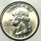1935 -S   Uncirculated Washington Silver Quarter #11102