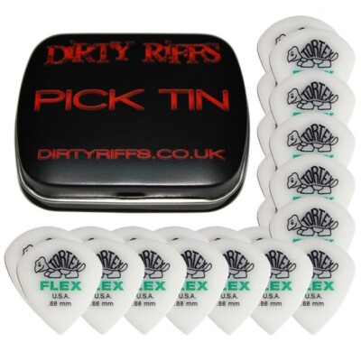 24 x Dunlop Tortex Flex Jazz 0,88 mm Gitarren-Plektren Gitarrenplektren in einer handlichen Plektren-Dose
