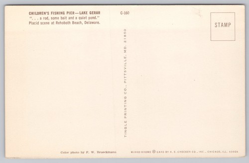 Postcard Children's Fishing Pier Lake Gerar Rehoboth Beach Delaware DE - Picture 2 of 4