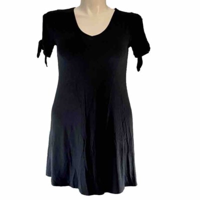 GREEN ENVELOPE Womens T-shirt Dress Tunic Size Small Short Sleeve Tie Up  Sleeve | eBay