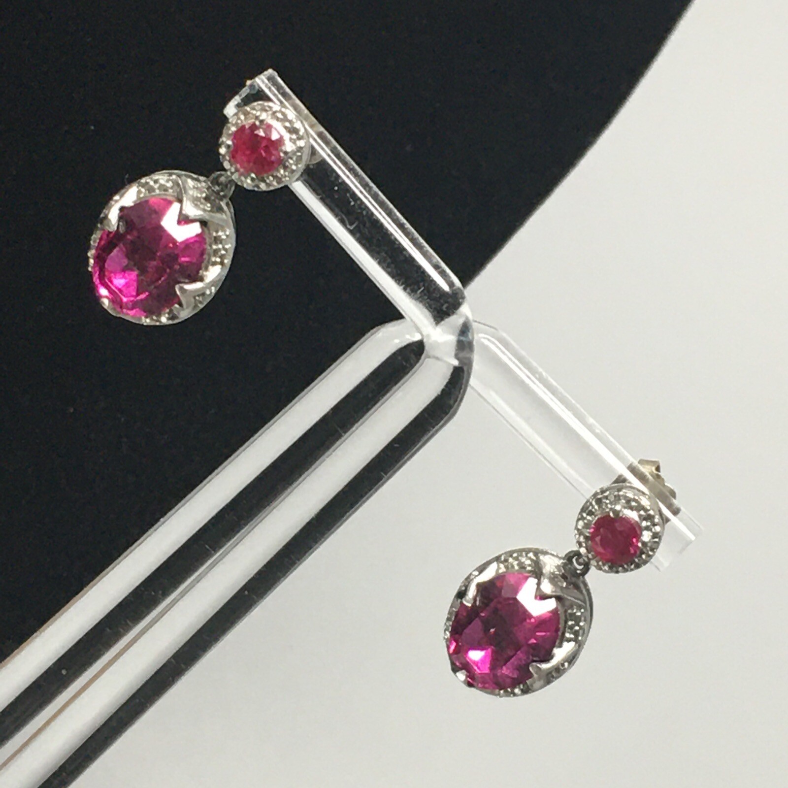 KARIS Sterling Silver Simulated Ruby Dangle Earri… - image 17