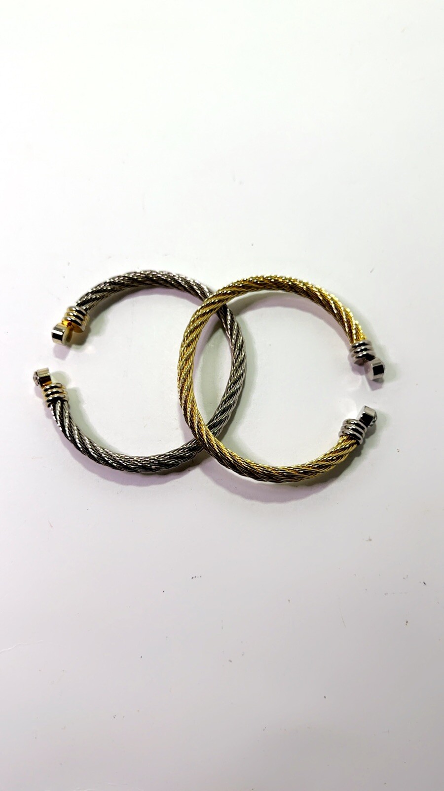#2 Bracelets Cable Wire Tone Adjustable Open Bang… - image 1