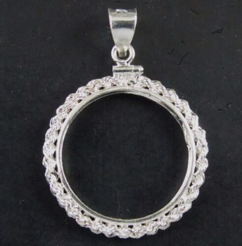 Coin Frame U. S. Half Dollar Rope Sterling Silver Bezel Soldered Bail NEW - Picture 1 of 2