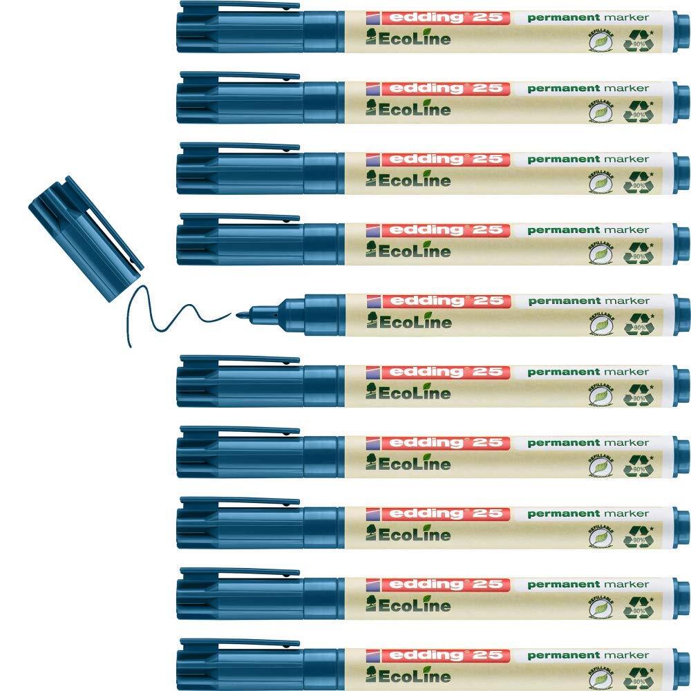 edding 25 Ecoline permanent marker - blue - box of 10 - round tip 1 mm - waterpr