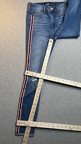 Hollister Womens Jeans 1R Blue High Rise Crop Super Skinny Distressed W25/L26 - Picture 11 of 12