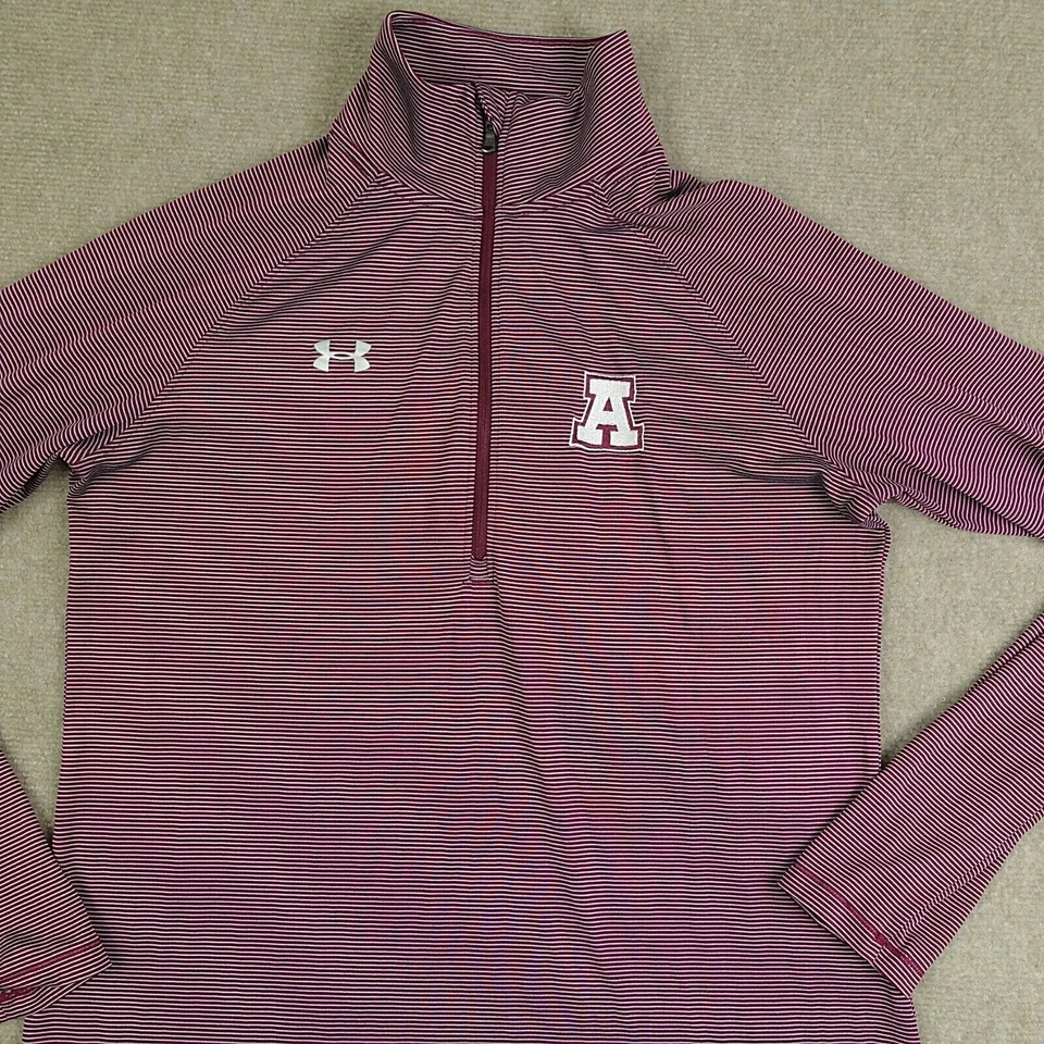 Camisa Under Armour Mujer Mediana Púrpura Roja Logotipo A Bordada 1/2 Cremallera Manga Larga Foto 2 de 4