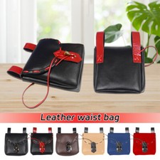 Medieval Waist Belt Satchel PU Leather Pouch Reenactment Cosplay Horn Button Bag