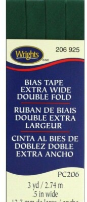 Wrights ~ (PC206-0925 - Hunter Green) - Double Fold Bias Tape Extra Wide, 3 yd