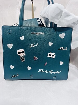 Karl Lagerfeld Paris Maybelle Top Handle Satchel Hunter Green Bag Handbag New