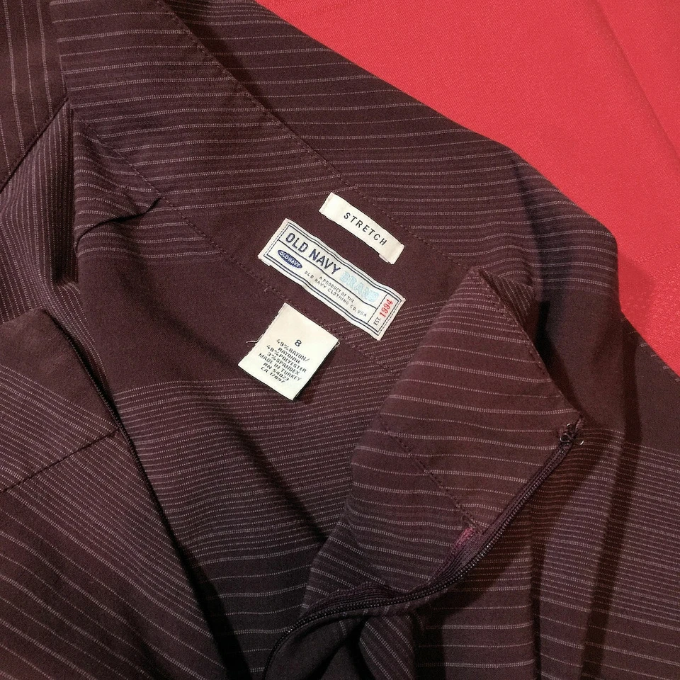 AZUL MARINO ANTIGUO - FALDA ELÁSTICA Rayas Marrón Blanco ACAMPANADO Cremallera Lateral - Mujer Talla 8 Foto 3 de 3