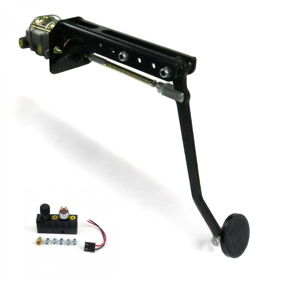 Universal Adjustable Manual Brake Pedal Kit for Disc Brakes with 3" Black Pad