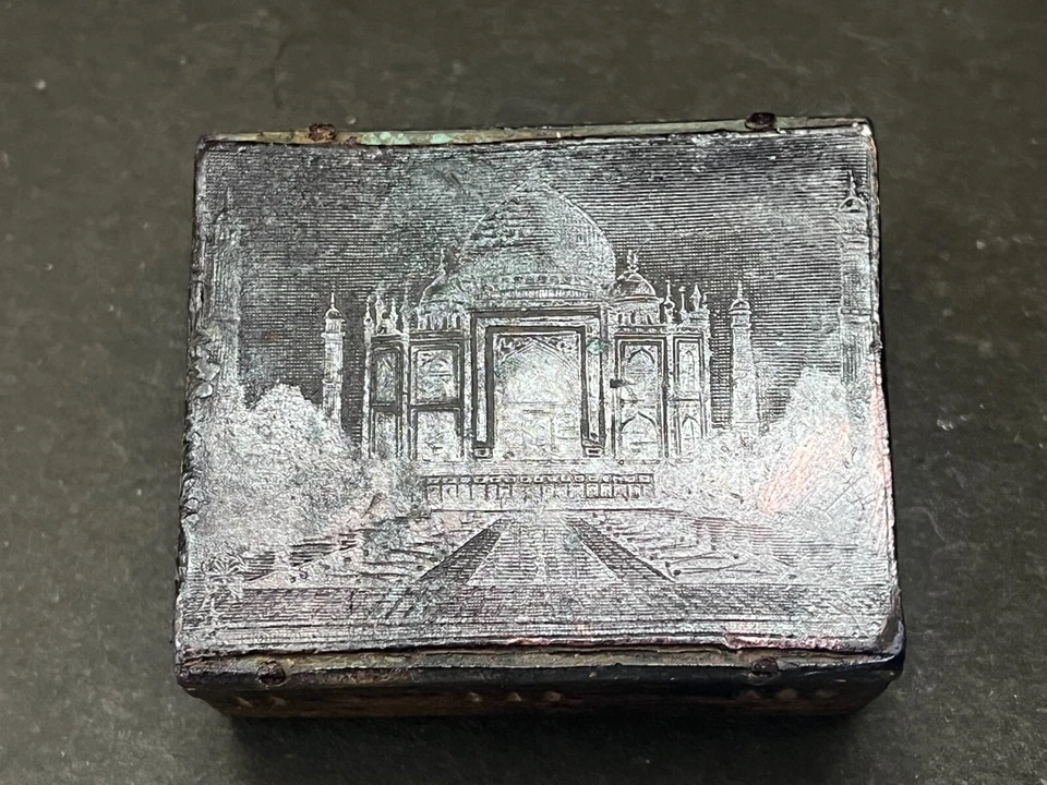 Sello de madera antiguo vintage hecho a mano diseño Taj Mahal bloque sello Foto 2 de 4