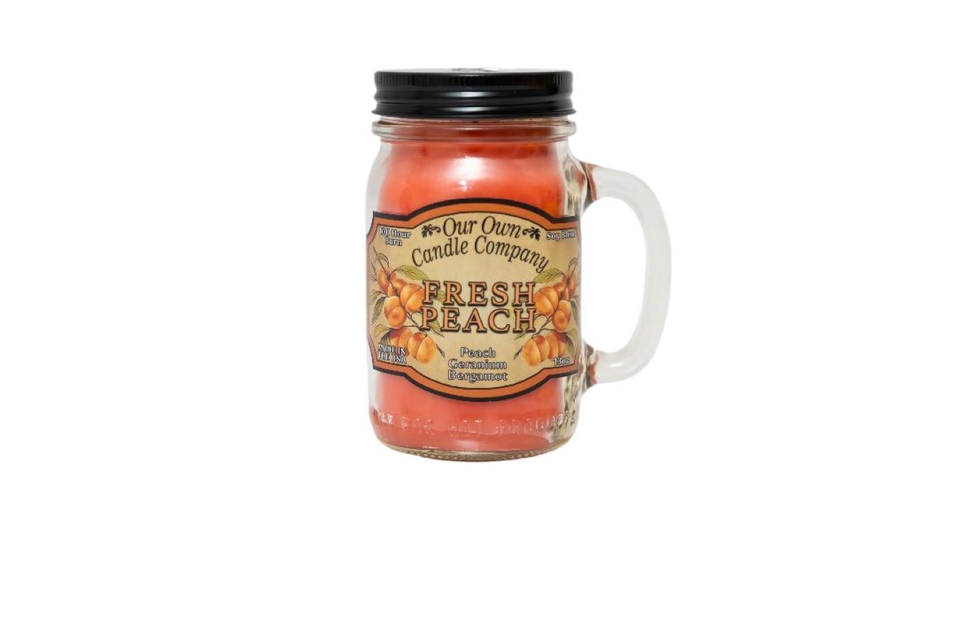 Our Own Candle Company Fresh Peach Scented 13 Ounce Mason Jar Candle