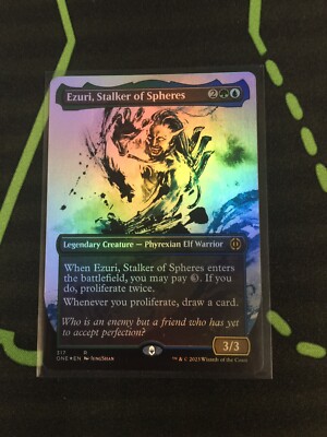 MTG Magic The Gathering Ezuri, Stalker Of Spheres Foil Borderless Elf Commander 