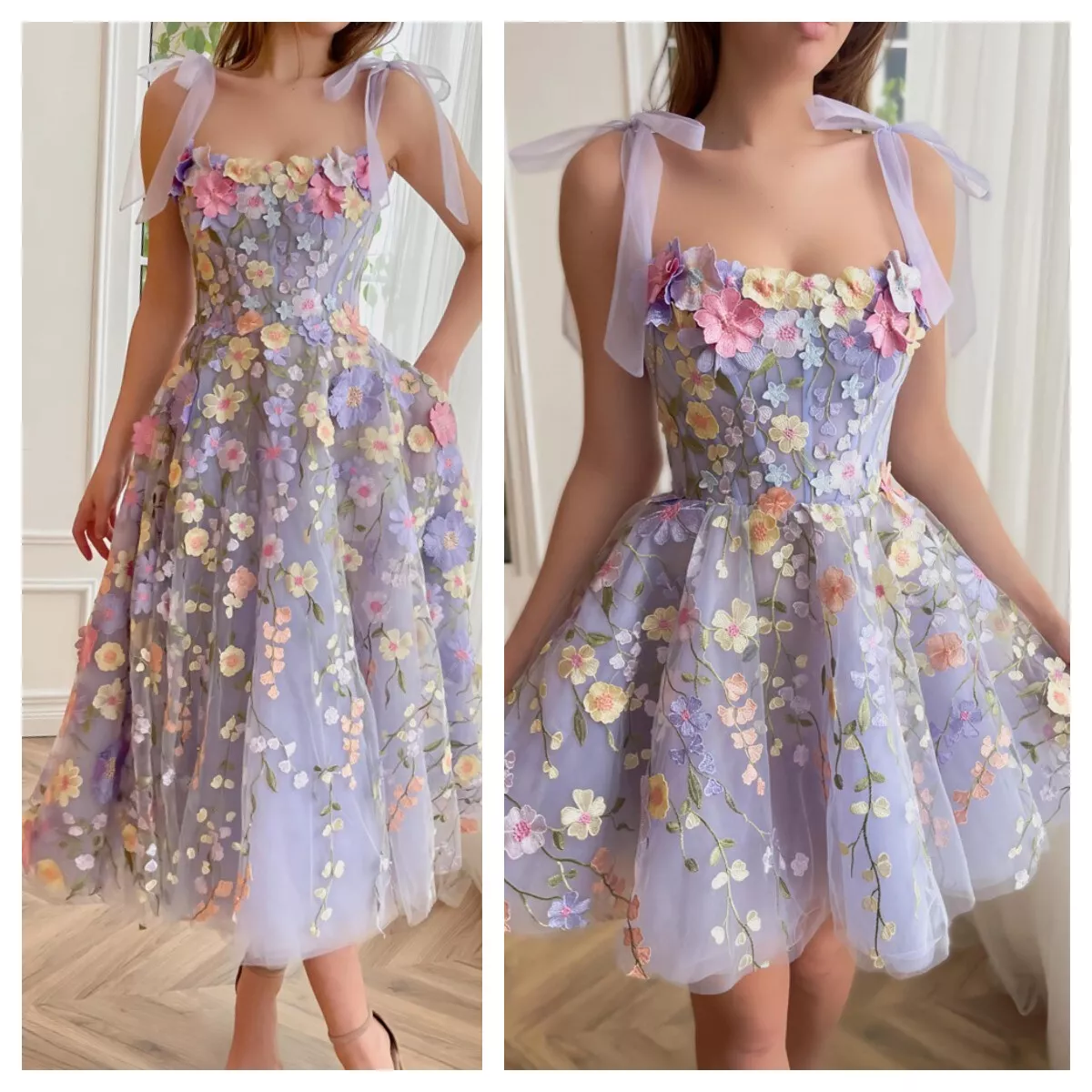 3d floral dress