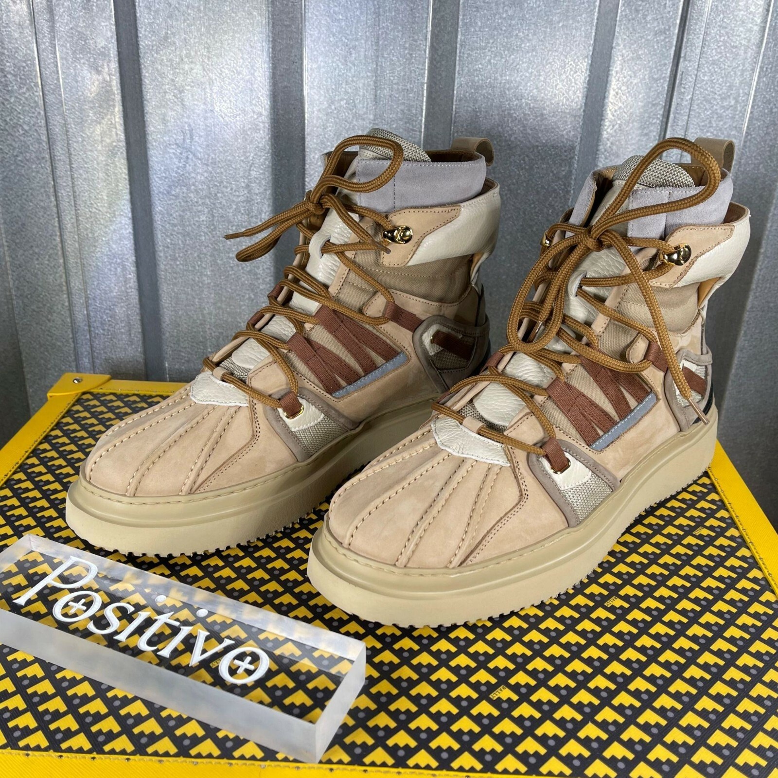 Buscemi Mens Duck Boot Tan Suede Boots 