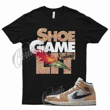 Black LIT Shirt for Air J1 1 Mid Brushstroke Cider Chile Red Blue Wheat
