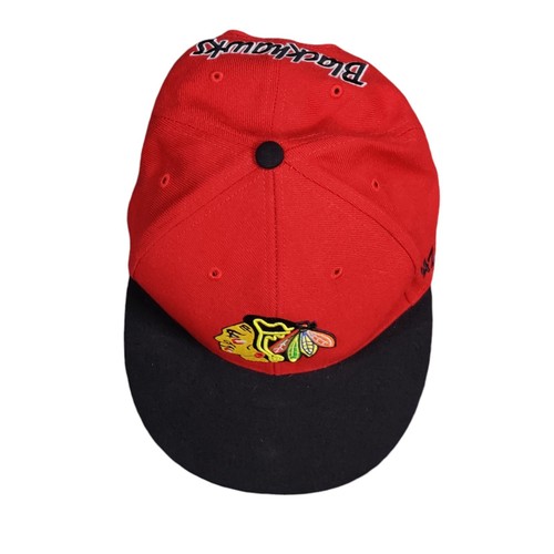 Cappello Berretto '47 Marca Chicago Blackhawks NHL Snap Back Adulto OSFA Rosso e Nero - Foto 7 di 11