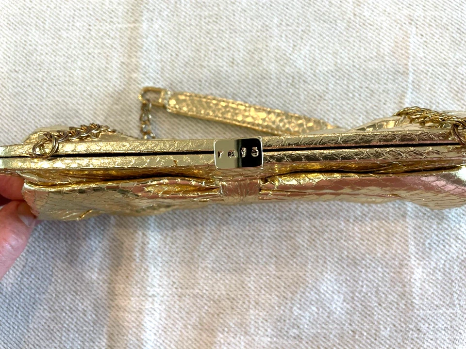 Pulseira de corrente de arco Rafé New York ouro cobra couro em relevo MSRP$150 - Imagem 3 de 4