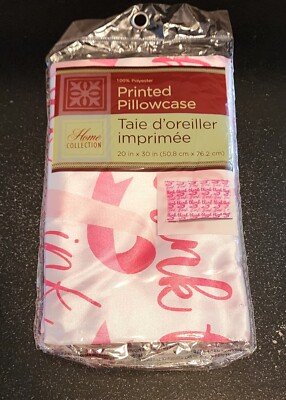 Satin Pillowcase Breast Cancer Awareness Think Pink Ribbon 20 X 30 NIP  